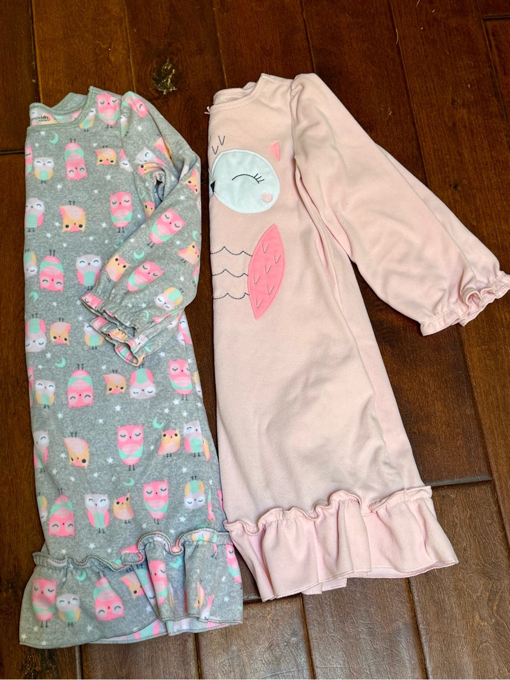 Carter’s simple Joy size 4  Owl Print Fleece Pajama Nightgown - Pink & Gray